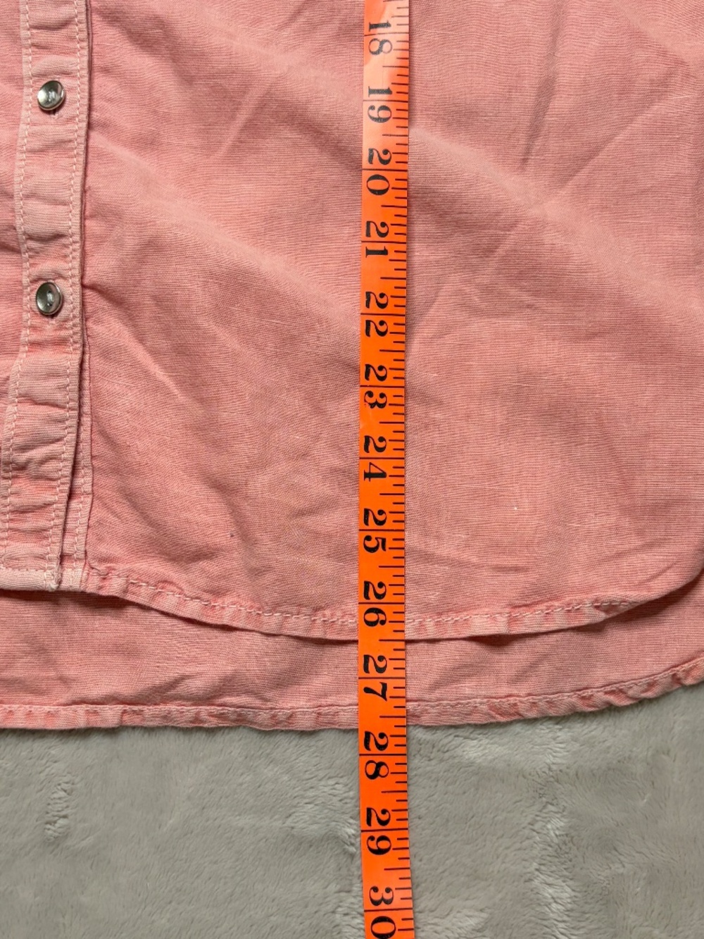 Caslon Button Up Shirt Womens L Pink Linen Cotton Roll Tab Sleeve Band Collar - Picture 9 of 11